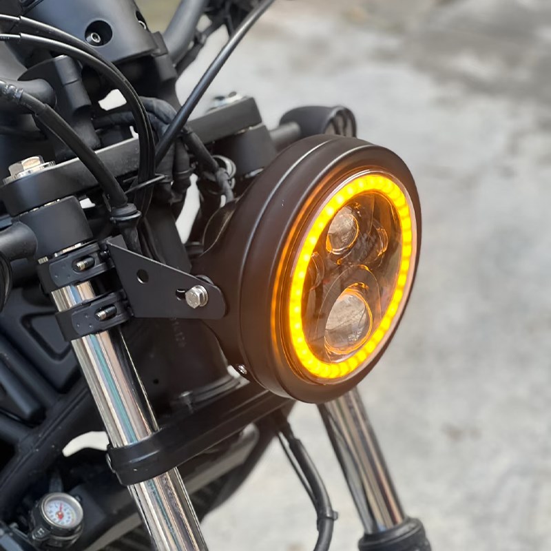 适用于本田cm300车灯改装大灯复古圆灯 CM500改装大灯激光透镜灯