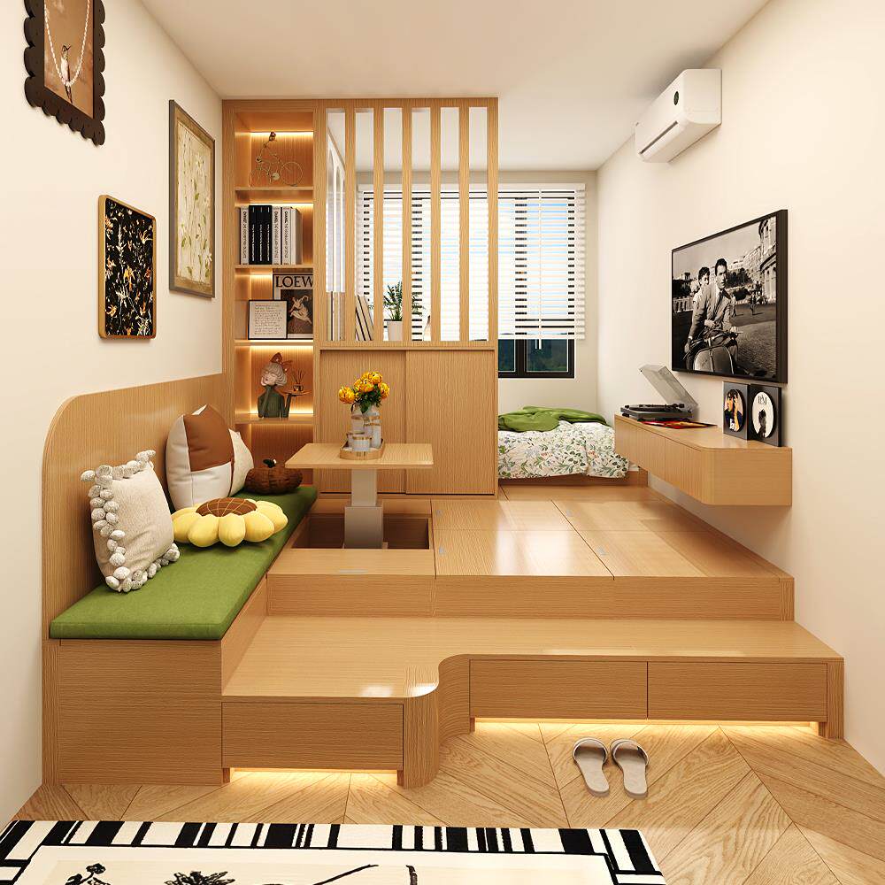 香港全屋定制地台床榻榻米客厅间房储物衣柜家私订造小户型公屋