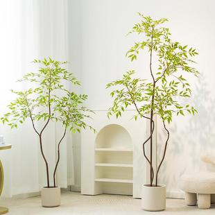 仿真南天竹绿植高端轻奢植物大型落地盆栽室内客厅仿生假绿植摆件