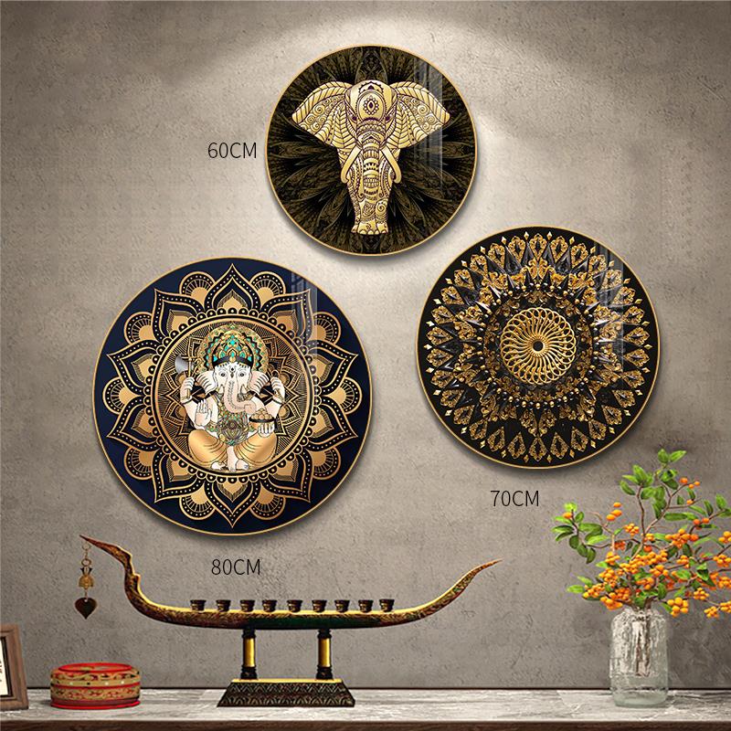 东南亚风格装饰品泰式墙面装饰画按摩店挂画泰国餐厅3d背景墙壁画