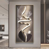 抽象幾何玄關(guān)畫輕奢高級感帶燈畫