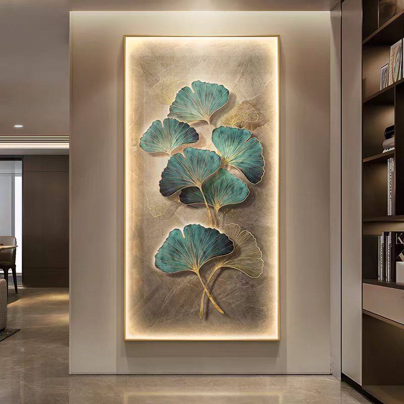 现代轻奢玄关装饰画银杏叶走廊过道挂画高级感入户门正对墙壁灯画,家居饰品,现代装饰画,淘宝优惠券,粉丝福利购,淘宝优惠卷