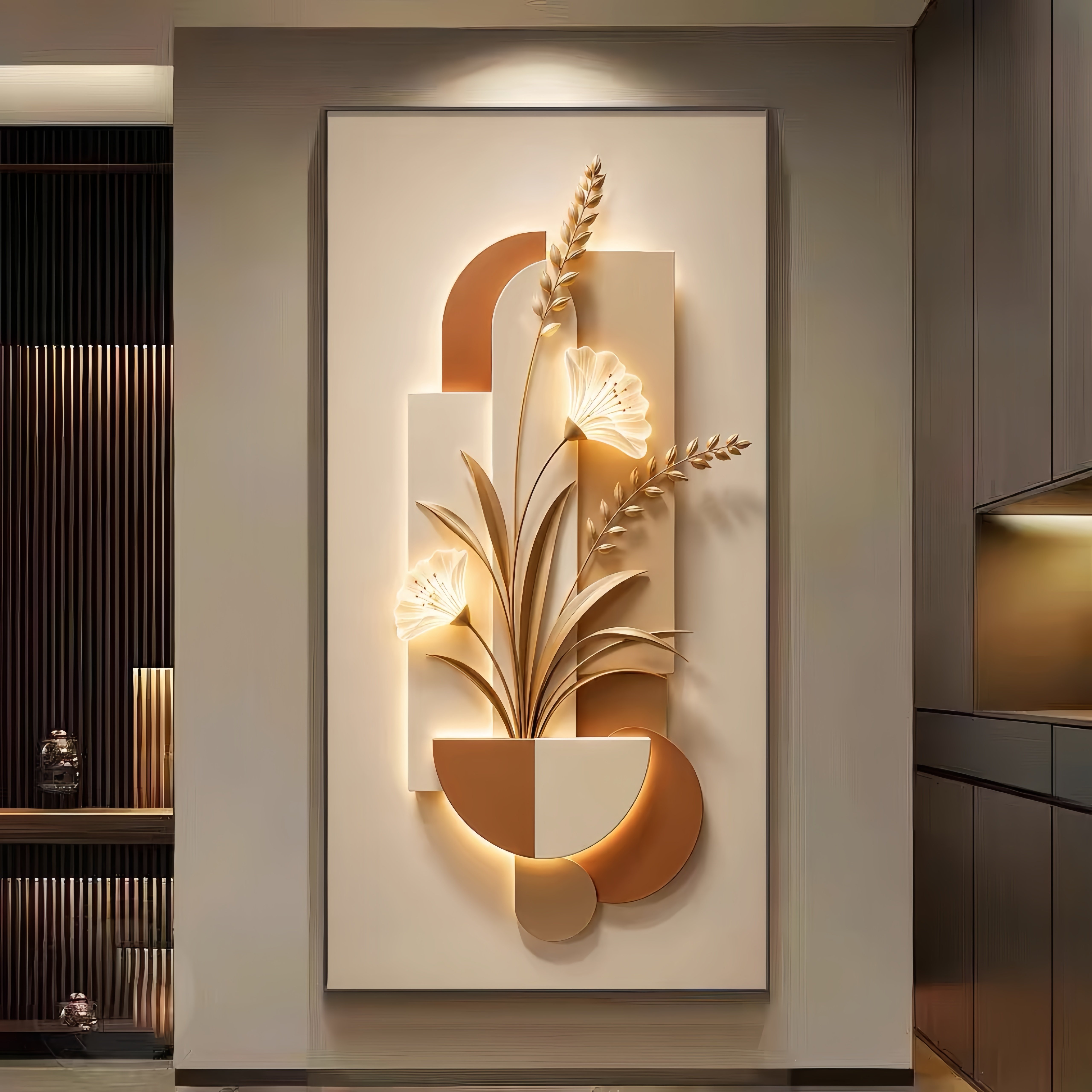 麦穗玄关装饰画入户正对门壁画走廊过道轻奢立体艺术挂画2026新款图片