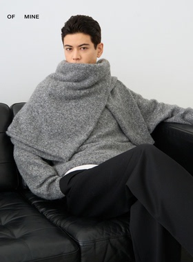 SETH | 羊驼羊毛混纺卷边下摆花灰圆领毛衣