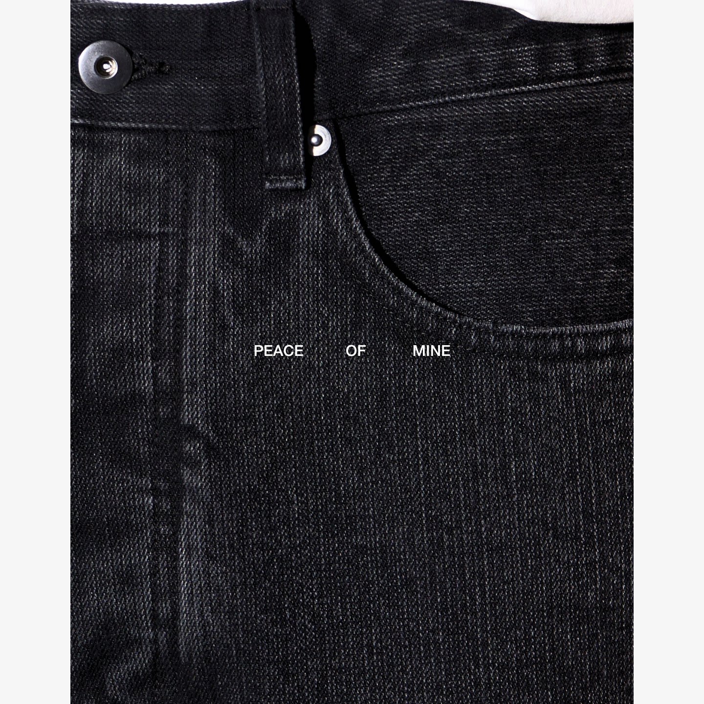 PEACE OF MINE O*L同款13oz意大利链条纹丹宁水洗黑阔腿牛仔裤