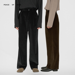 LEON | 日本进口灯芯绒双褶设计光泽感秋冬简约直筒休闲西裤