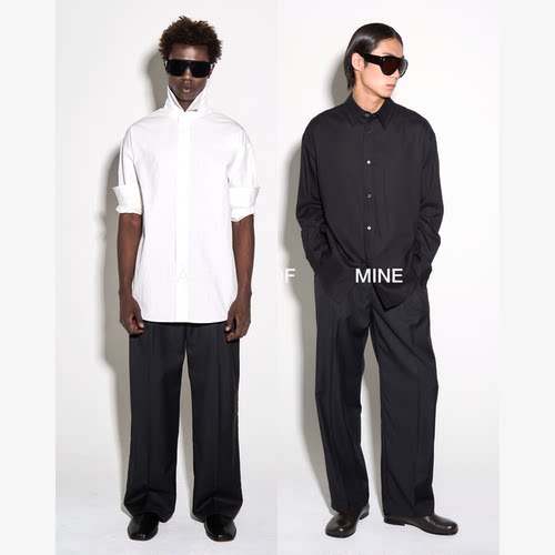 PEACE OF MINE 日本纸感匹马棉亚麻羊毛天丝明门襟宽松长袖衬衫