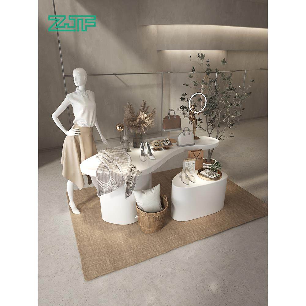 众匠坊服装店展示架陈列装饰道具流水台中岛展示桌白色烤漆展示台