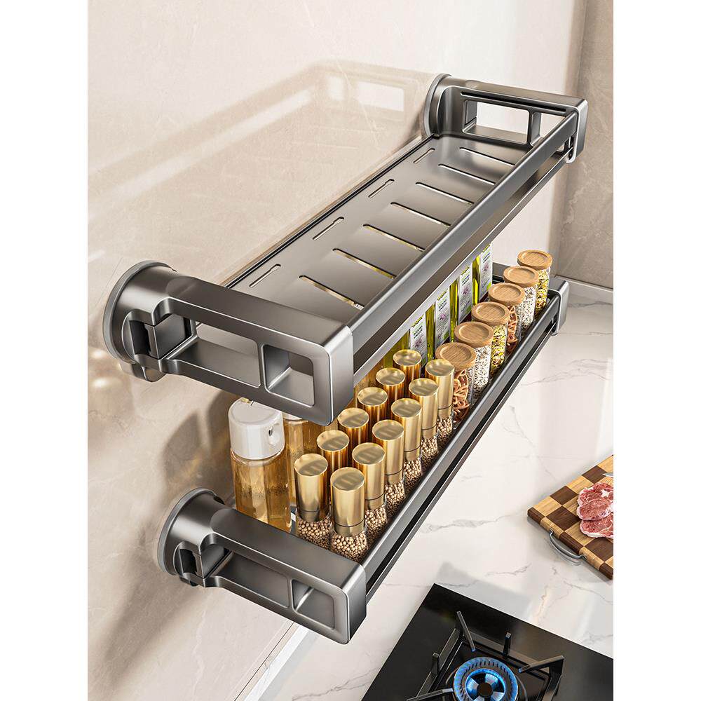 隐藏式吸盘厨房置物架免打孔壁挂式墙上调料品家用多功能用品收纳