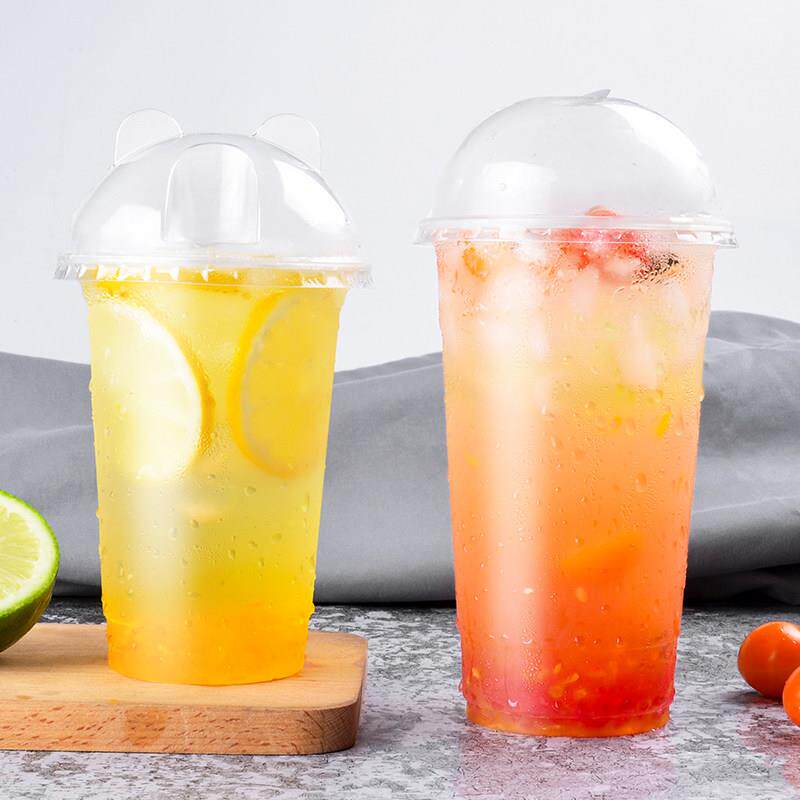350ml500奶茶豆浆杯子一次性1000ml高透95封口吸塑杯打包杯定制