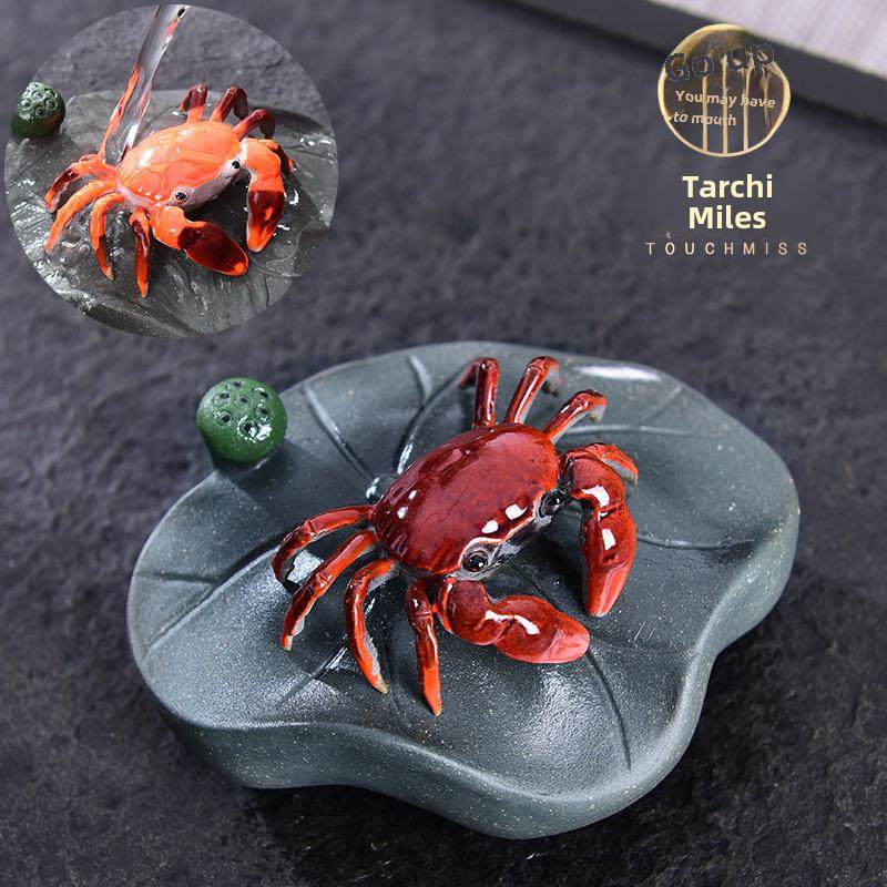 塔驰密司家用创意紫砂变色螃蟹茶宠摆件精品可养茶道配件茶玩礼盒