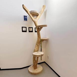 实木猫爬架猫窝猫树一体原木树形树干别墅大型家用装饰猫抓柱猫架