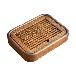 小型茶盘一人用简约家用储水茶台实木黑檀木茶海鸡翅沥水茶具托盘