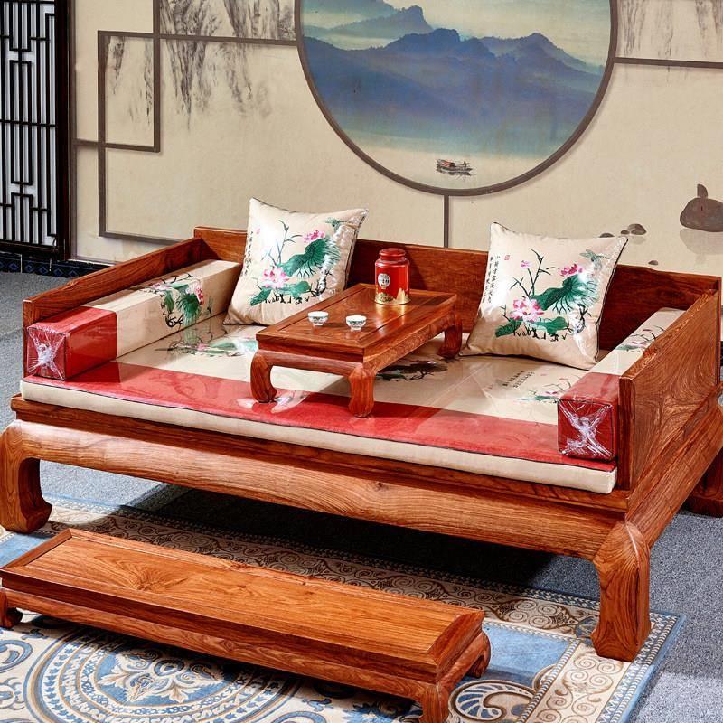 罗汉床红木豪华实木中式客厅雕花沙发沙发床仿古花梨木贵妃民宿