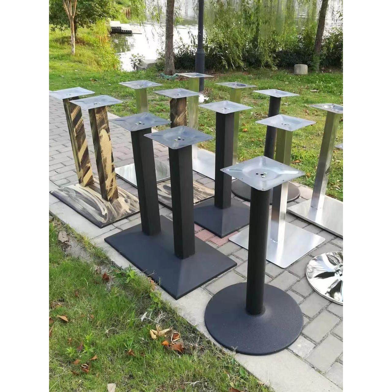 方桌圆桌长桌腿金属铁艺烤漆桌腿洽谈桌桌餐桌底座脚架桌架喇叭盘