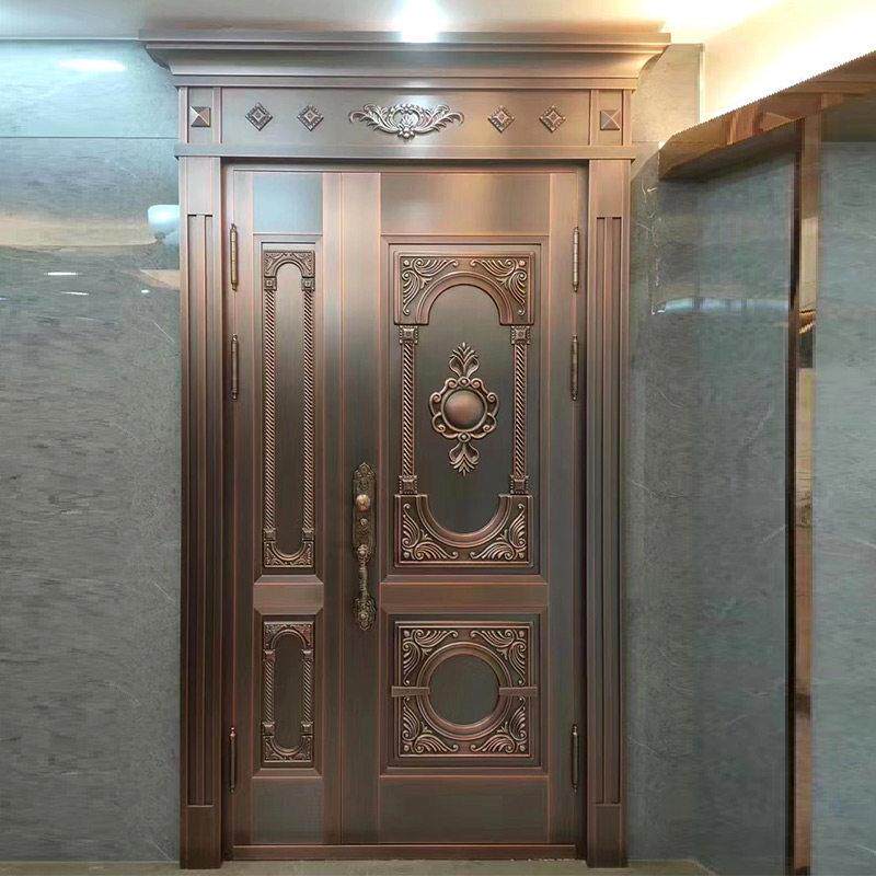 别墅大门双门纯铜门入户门子母门豪华防盗门家用彷铜进户门定制