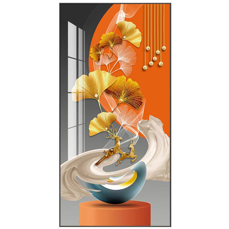 5d钻石画满钻新款麋鹿轻奢贴砖石十字绣2025客厅玄关过道走廊竖版