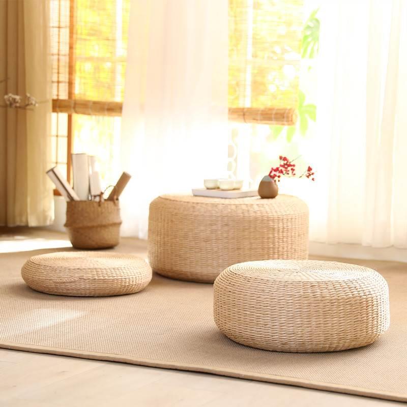 蒲团坐垫圆形坐垫冥想拜佛冥想坐垫稻草榻榻米海湾窗家用榻榻米坐