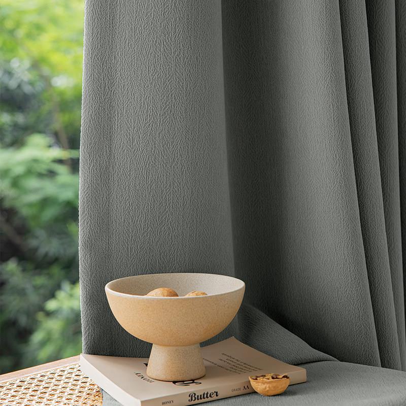 灰色全遮光2023年新雪尼尔客厅卧室无障碍豪华隔断窗帘遮阳布挂钩
