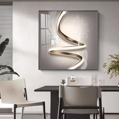 轻奢餐厅饭厅装饰画方形的玄关走廊尽头挂画寓意好高级感客厅壁画