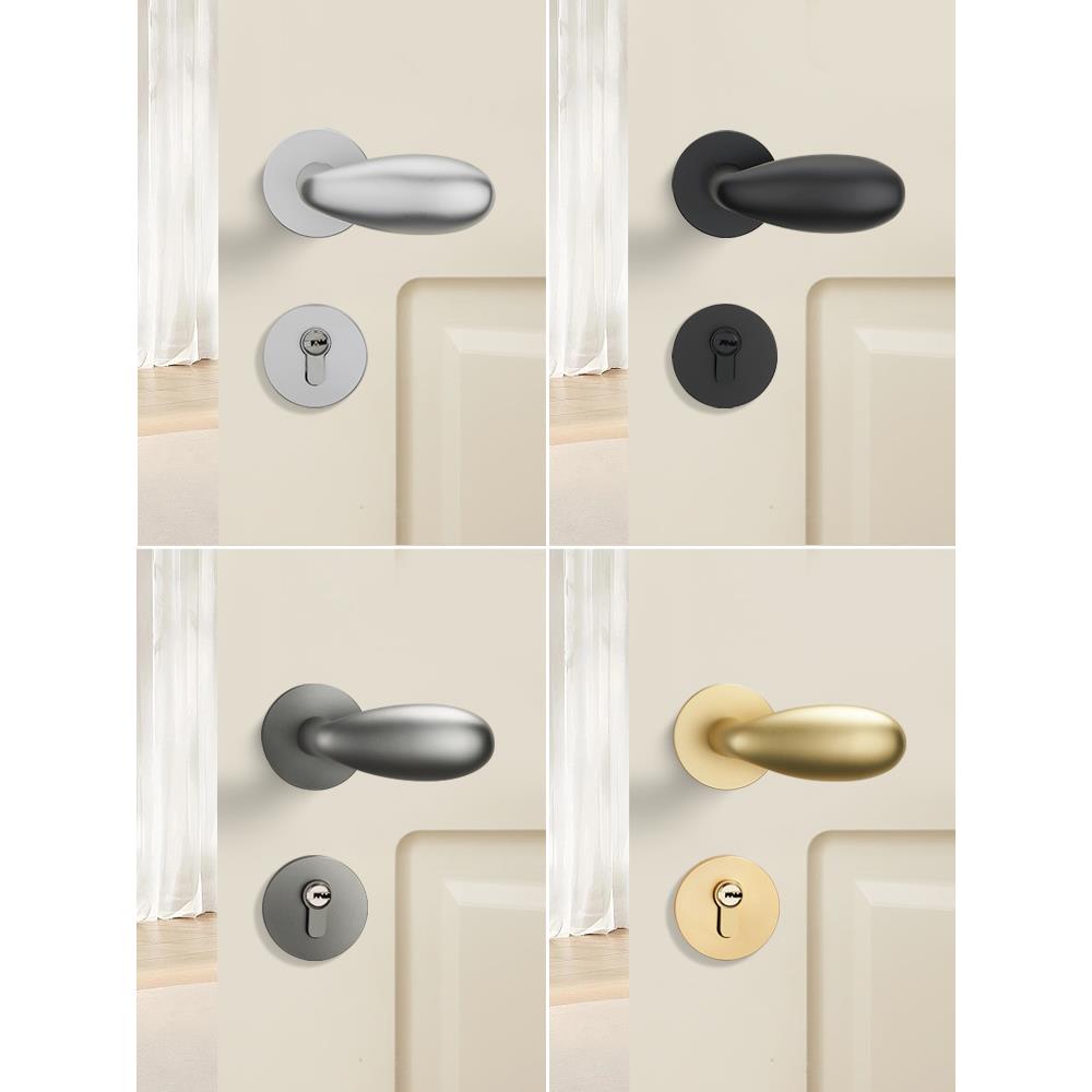 黑色室内门锁卧室房门锁幼儿园门把手磁吸蛋蛋锁具家用静音木门锁