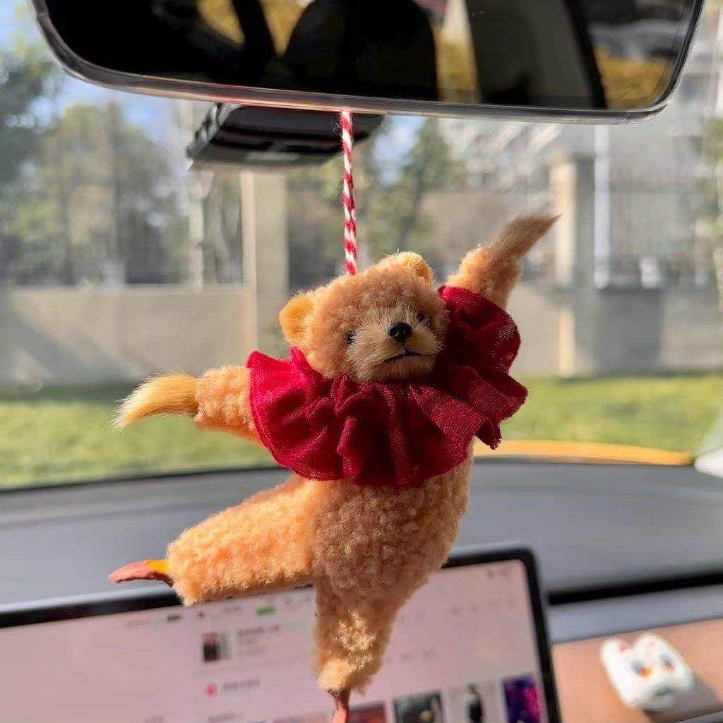 芭蕾熊车挂车载波士顿可爱装饰挂饰跳舞卡通小熊汽车挂饰毛绒摆件