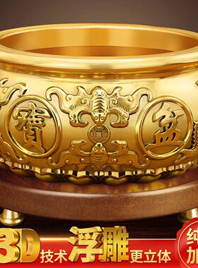 2026年新款聚宝盆摆件招财聚财纯黄铜八方来财元宝米缸存钱罐大号