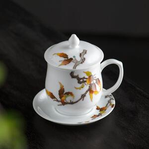 千红窑泡茶过滤杯陶瓷茶水分离式茶杯办公室男女带茶漏水杯子家用