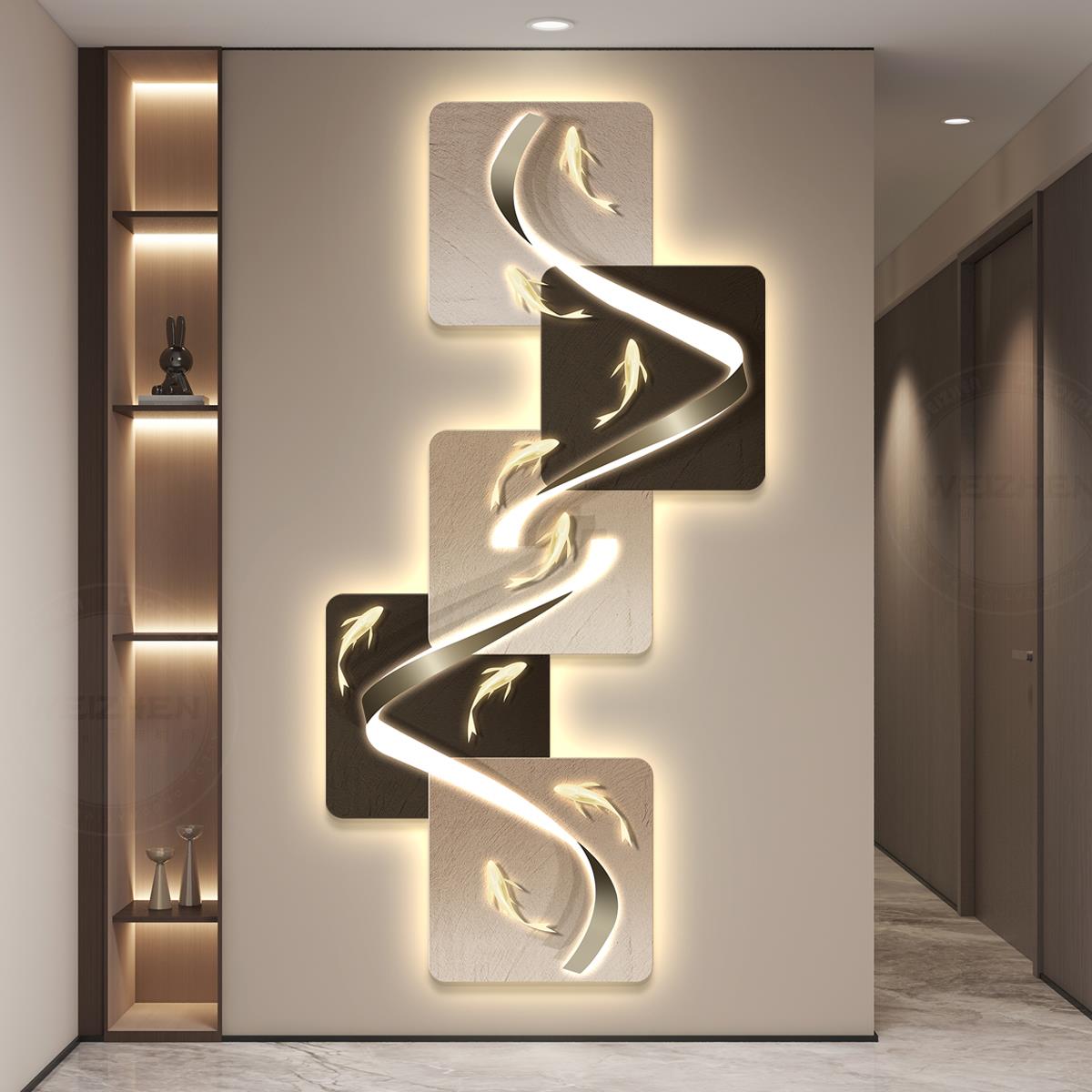 轻奢led带灯入户玄关装饰画 画走廊过道挂画 画壁画 画简约现代高