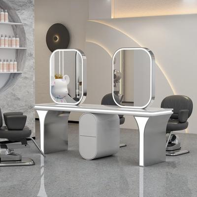 新款网红理发店镜子美发店镜台发廊专用烫染区剪发镜子柜子一体