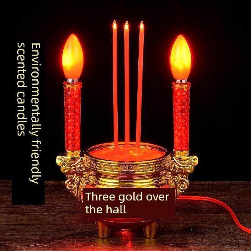 电子香烛供佛香炉蜡烛一体LED招财香炉灯家用供奉财神礼佛蜡烛台,家居饰品,烛台,淘宝优惠券,粉丝福利购,淘宝优惠卷