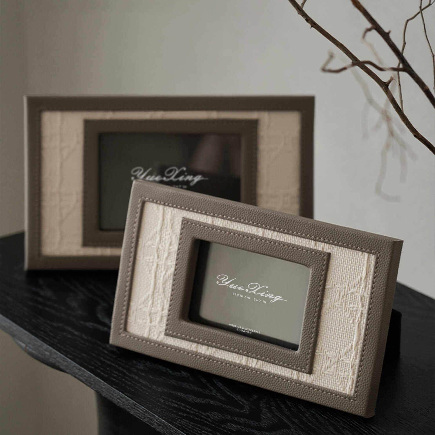 休闲和高端编织皮革相框设计师家居软装饰饰品婚礼照片桌面