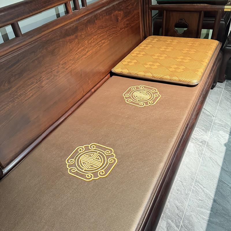 新中式红木沙发皮坐垫冬夏两用实木沙发两面坐垫绣花定制餐椅坐垫