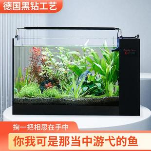 美田园超白侧滤南美热带鱼溪流鱼缸中大型客厅屏风鞋柜生态水草缸