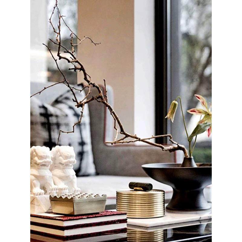 新中式样板间客厅茶几黄铜螺纹收纳盒花艺托盘组合摆件桌面装饰,家居饰品,装饰摆件,淘宝优惠券,粉丝福利购,淘宝优惠卷