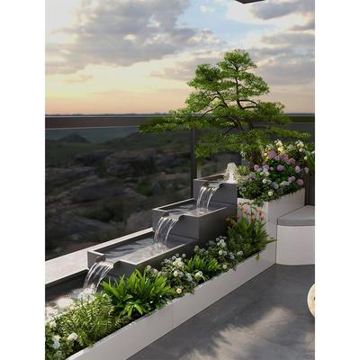 户外不锈钢鱼池流水摆件阳台循环水景观露台庭院水系造景成品定制