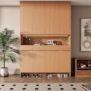 鞋柜家用门口收纳柜一体靠墙定制实木入户一门到顶玄关柜2025新款