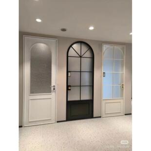 复古法式铁艺玻璃门卫生间门厕所门书房门拱形包厢门店铺门定制门