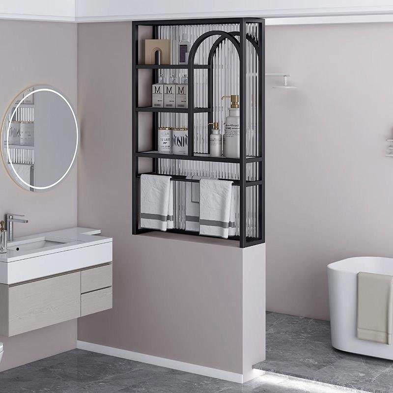 简约现代卫生间干区半墙艺术画玻璃隔断置物架入户客厅过道屏风柜