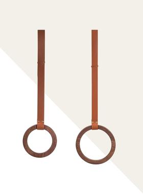 实木皮挂围巾架金属领带丝巾架子几何铜挂环软装样板房衣帽间装饰