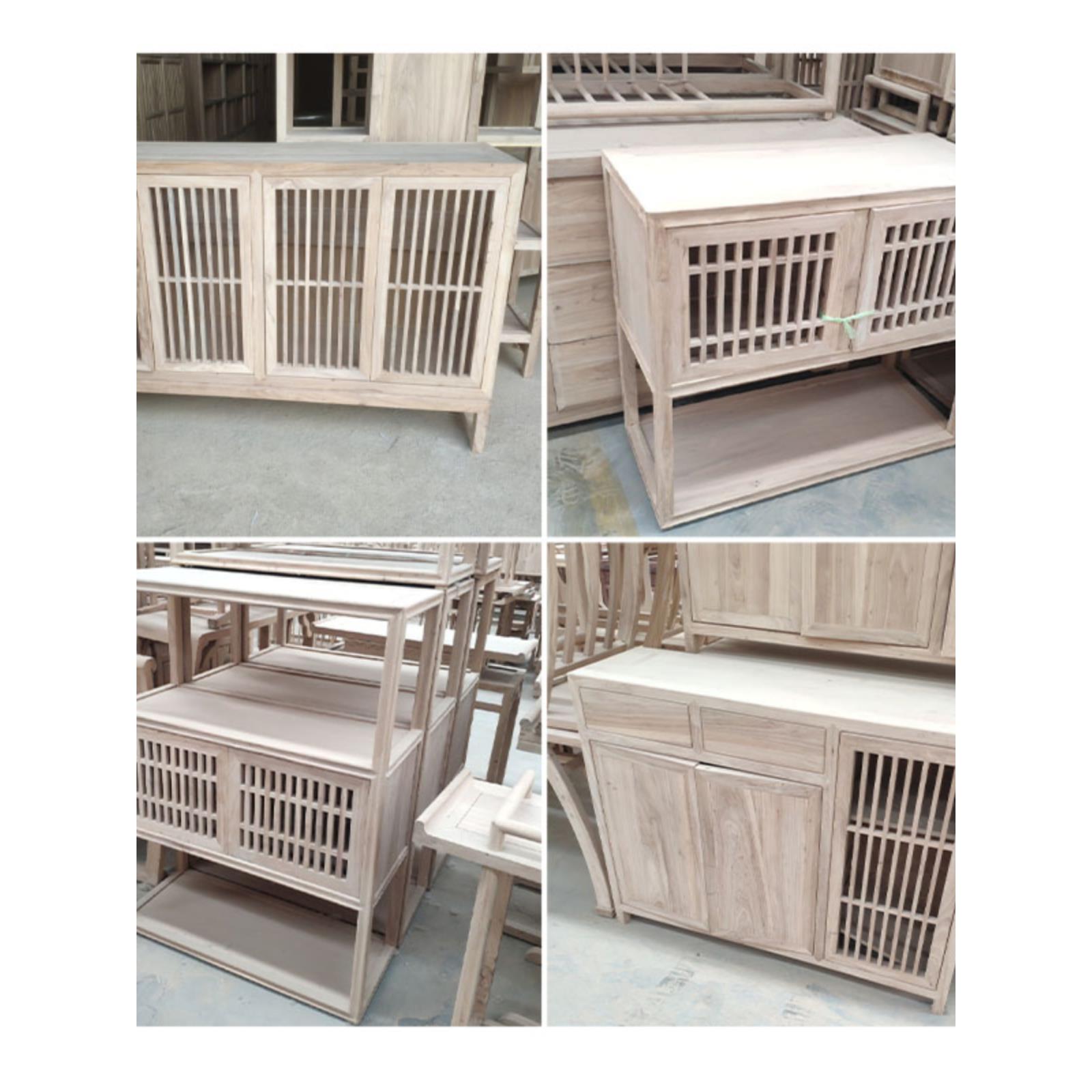 老榆树实木餐具柜白色残茬现代简约入口鞋柜白色胚胎集成壁挂式家