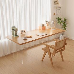实木电脑桌台式办公桌悬浮书桌长条桌子学生家用卧室亚电竞工作台