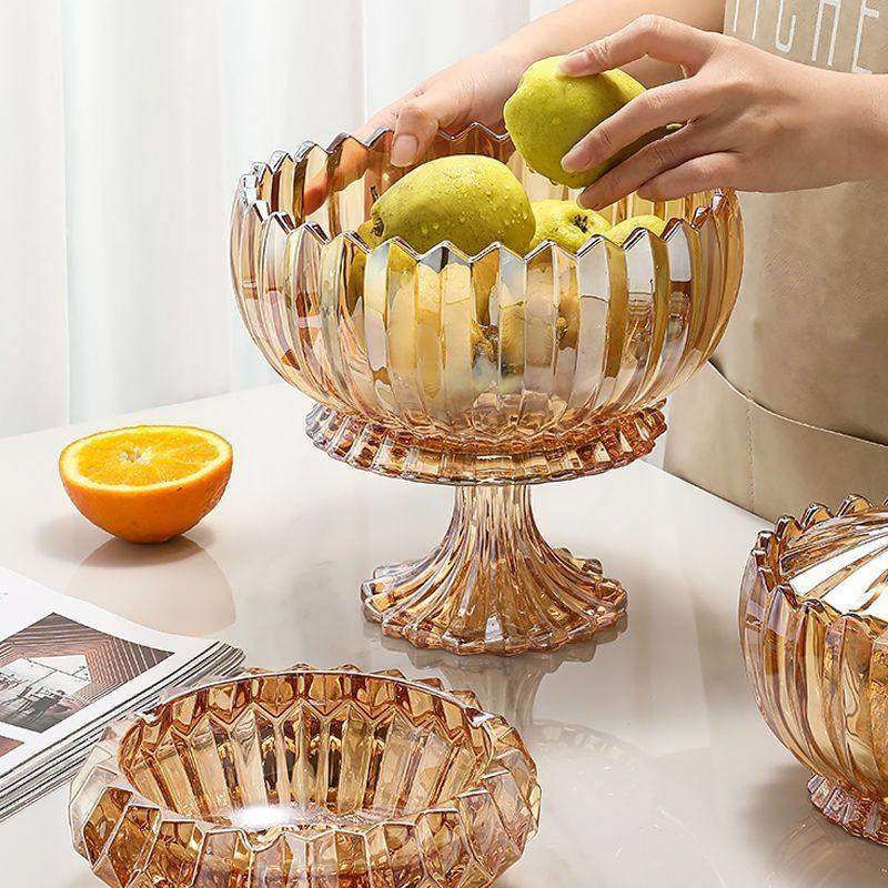 北欧式高颜值家用高级感高端水晶玻璃高脚水果盘简约客厅茶几摆件,家居饰品,果盘/果篓,淘宝优惠券,粉丝福利购,淘宝优惠卷