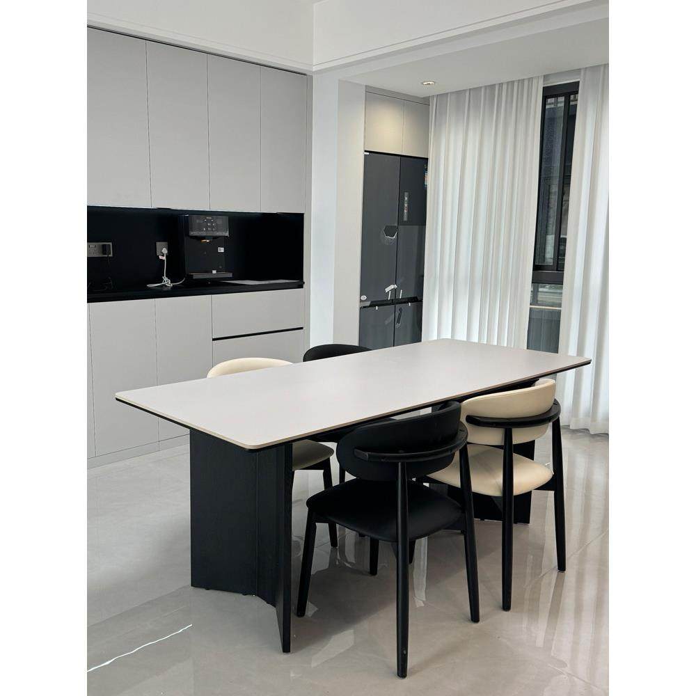 2025新款中古风实木白色岩板餐桌轻奢客厅家用长方形餐桌椅组合,住宅家具,岩板餐桌,淘宝优惠券,粉丝福利购,淘宝优惠卷