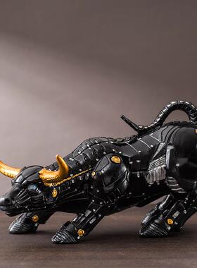 机械华尔街牛树脂潮流桌面摆件工艺品家居办公室牛气冲天装饰品