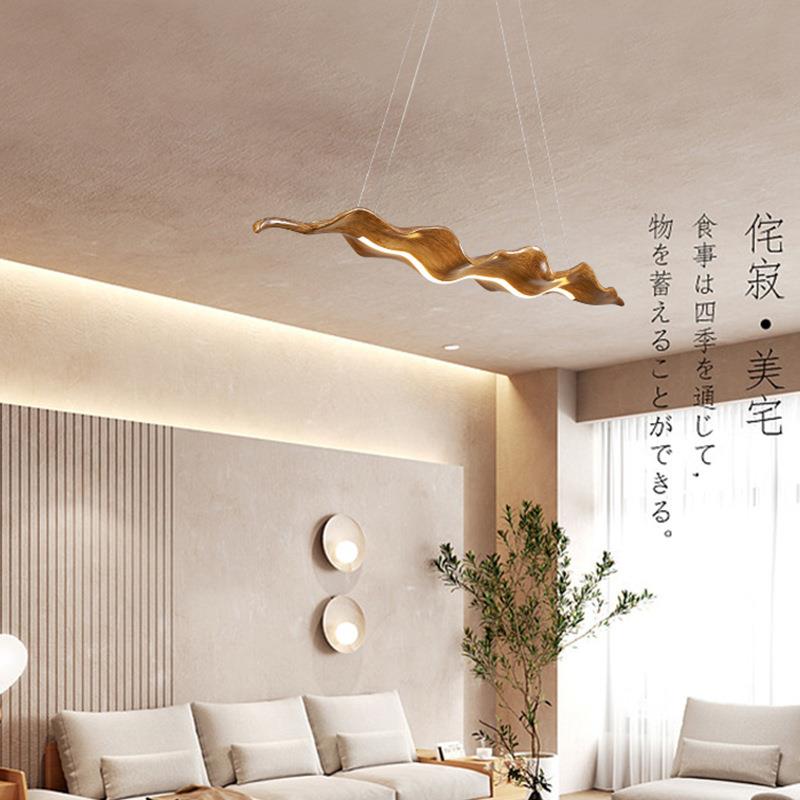 复古禅意茶室灯具新中式餐厅长餐桌书房仿木头民宿日式侘寂风吊灯