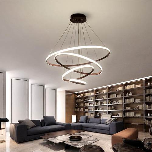 led餐厅吊灯 现代简约创意北欧时尚个性圆环形客厅餐桌灯饭厅灯具