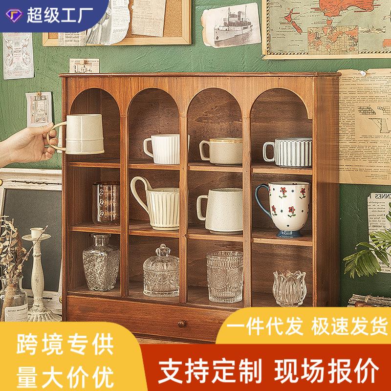 分格化妆品整理梳妆台木质复古收纳盒办公桌面杯子茶杯抽屉置物架