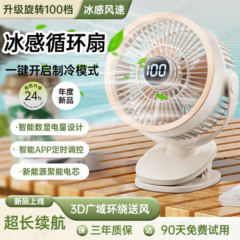 智能APP定时调控】2026新款桌面小风扇超强力静音办公室桌上usb电风扇厨房宿舍床上学生上课婴儿车载夹式小型