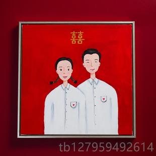 送朋友婚高档结婚礼物手绘照烯片订丙画定制新婚礼品情侣创生 正品